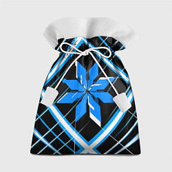Мешок для подарков Сине-белая звезда и полосы на чёрном фоне, цвет: 3D-принт