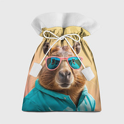 Мешок для подарков Модная капибара в отпуске, цвет: 3D-принт