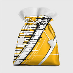 Мешок для подарков Чёрно-белые глитч полосы на жёлтом фоне, цвет: 3D-принт