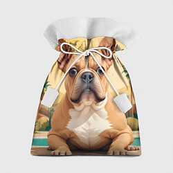 Мешок для подарков Бульдог и пальмы, цвет: 3D-принт