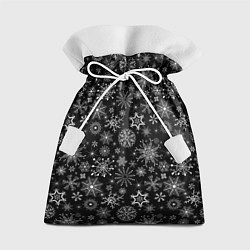 Мешок для подарков Белые снежинки на черном, цвет: 3D-принт