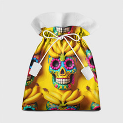 Мешок для подарков Мексиканские черепа и бананы - паттерн, цвет: 3D-принт