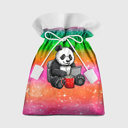 Мешок для подарков Панда с кофе за ноутом, цвет: 3D-принт