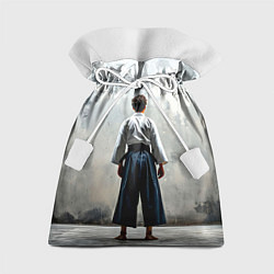 Мешок для подарков Боец айкидо на сером, цвет: 3D-принт