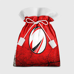 Мешок для подарков Красно-белый мяч для регби, цвет: 3D-принт