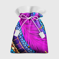 Мешок для подарков Чешуя и розовое перо, цвет: 3D-принт