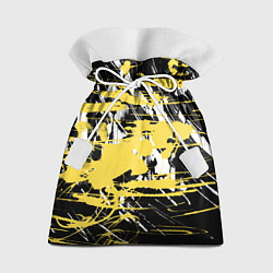 Мешок для подарков Желтая краска на черном, цвет: 3D-принт