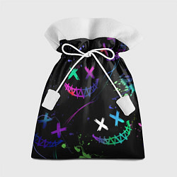 Мешок для подарков Неновые краски - лица крипи смайл, цвет: 3D-принт