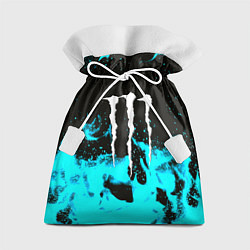 Мешок для подарков Monster energy голубой огонь, цвет: 3D-принт