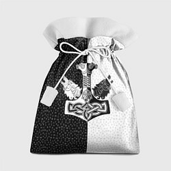 Мешок для подарков Волки воины и знак молот тора в рунах, цвет: 3D-принт