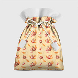 Мешок для подарков Хеллоуин с тыквой и листьями, цвет: 3D-принт