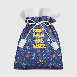 Мешок для подарков Keep calm and buzz - пчелы и цветы, цвет: 3D-принт