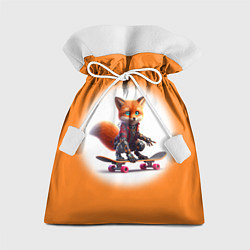 Мешок для подарков Cyber fox cub is a cool skateboarder - ai art, цвет: 3D-принт