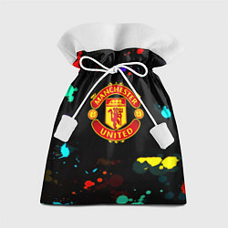 Мешок для подарков Манчестер Юнайтед краски неон, цвет: 3D-принт