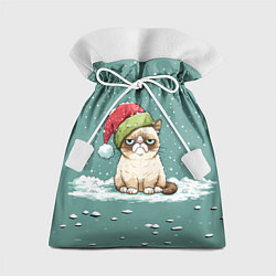 Мешок для подарков Недовольный новогодний котик, цвет: 3D-принт