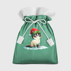 Подарочный мешок Новогодний мем котик