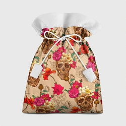 Мешок для подарков Черепа в цветах, цвет: 3D-принт