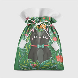 Мешок для подарков Кошка в цветах, цвет: 3D-принт
