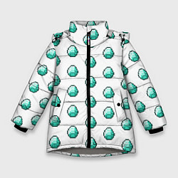 Куртка зимняя для девочки Minecraft diamonds, цвет: 3D-светло-серый
