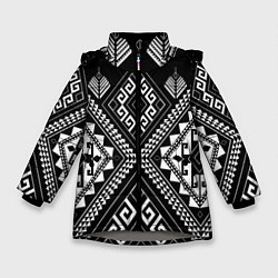 Куртка зимняя для девочки Индейские мотивы, цвет: 3D-светло-серый