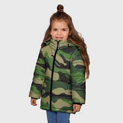 Куртка зимняя для девочки Камуфляж: хаки/зеленый, цвет: 3D-черный — фото 2