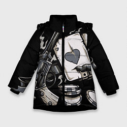 Куртка зимняя для девочки Смертельная игра, цвет: 3D-черный