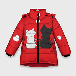 Куртка зимняя для девочки Cat Love, цвет: 3D-красный