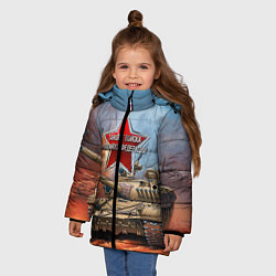 Куртка зимняя для девочки Танковые войска РФ, цвет: 3D-красный — фото 2