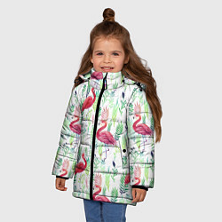 Куртка зимняя для девочки Цветы и бабочки 2, цвет: 3D-черный — фото 2