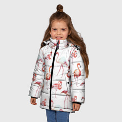 Куртка зимняя для девочки Действия фламинго, цвет: 3D-красный — фото 2