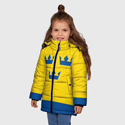 Куртка зимняя для девочки Сборная Швеции: домашняя форма, цвет: 3D-светло-серый — фото 2