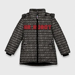 Куртка зимняя для девочки Mr. Robot: Binary code, цвет: 3D-черный