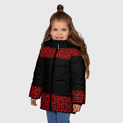 Куртка зимняя для девочки Славянский орнамент (на чёрном), цвет: 3D-красный — фото 2