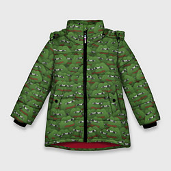 Куртка зимняя для девочки Грустные лягушки, цвет: 3D-красный