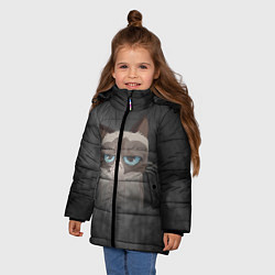 Куртка зимняя для девочки Grumpy Cat, цвет: 3D-черный — фото 2