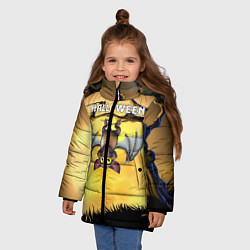 Куртка зимняя для девочки Хэллоуин, цвет: 3D-черный — фото 2