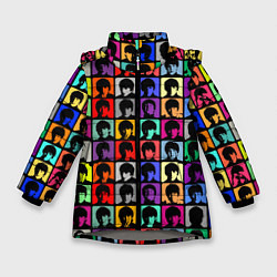 Куртка зимняя для девочки The Beatles: pop-art, цвет: 3D-светло-серый