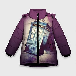 Куртка зимняя для девочки Перемещение во времени, цвет: 3D-черный