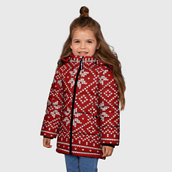Куртка зимняя для девочки Зимний орнамент, цвет: 3D-черный — фото 2