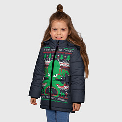 Куртка зимняя для девочки Новогодний свитер Ктулху, цвет: 3D-красный — фото 2