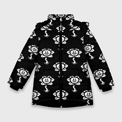 Куртка зимняя для девочки Undertale Flowey (узор), цвет: 3D-черный