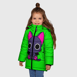 Куртка зимняя для девочки Аниме киса, цвет: 3D-черный — фото 2