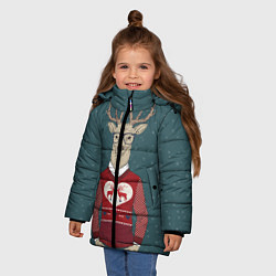 Куртка зимняя для девочки Олень хипстер, цвет: 3D-красный — фото 2