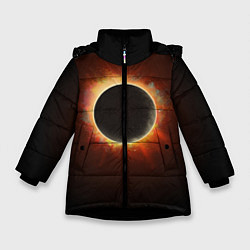 Куртка зимняя для девочки Солнечное затмение, цвет: 3D-черный