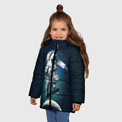 Куртка зимняя для девочки Космический скейтбординг, цвет: 3D-светло-серый — фото 2