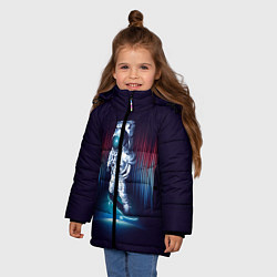 Куртка зимняя для девочки Космический скейтбордист, цвет: 3D-красный — фото 2