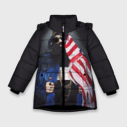 Куртка зимняя для девочки Большой Русский Босс, цвет: 3D-черный