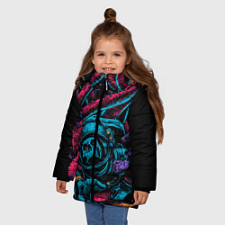 Куртка зимняя для девочки Космический осьминог, цвет: 3D-черный — фото 2
