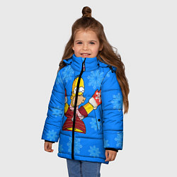 Куртка зимняя для девочки Новогодний Гомер, цвет: 3D-черный — фото 2