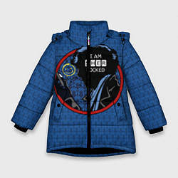 Куртка зимняя для девочки I am Sherlocked, цвет: 3D-черный